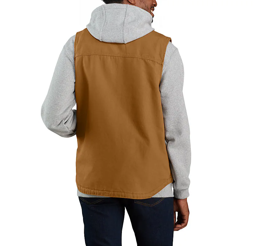 Loose Fit Washed Duck Sherpa Lined Mock Neck Vest