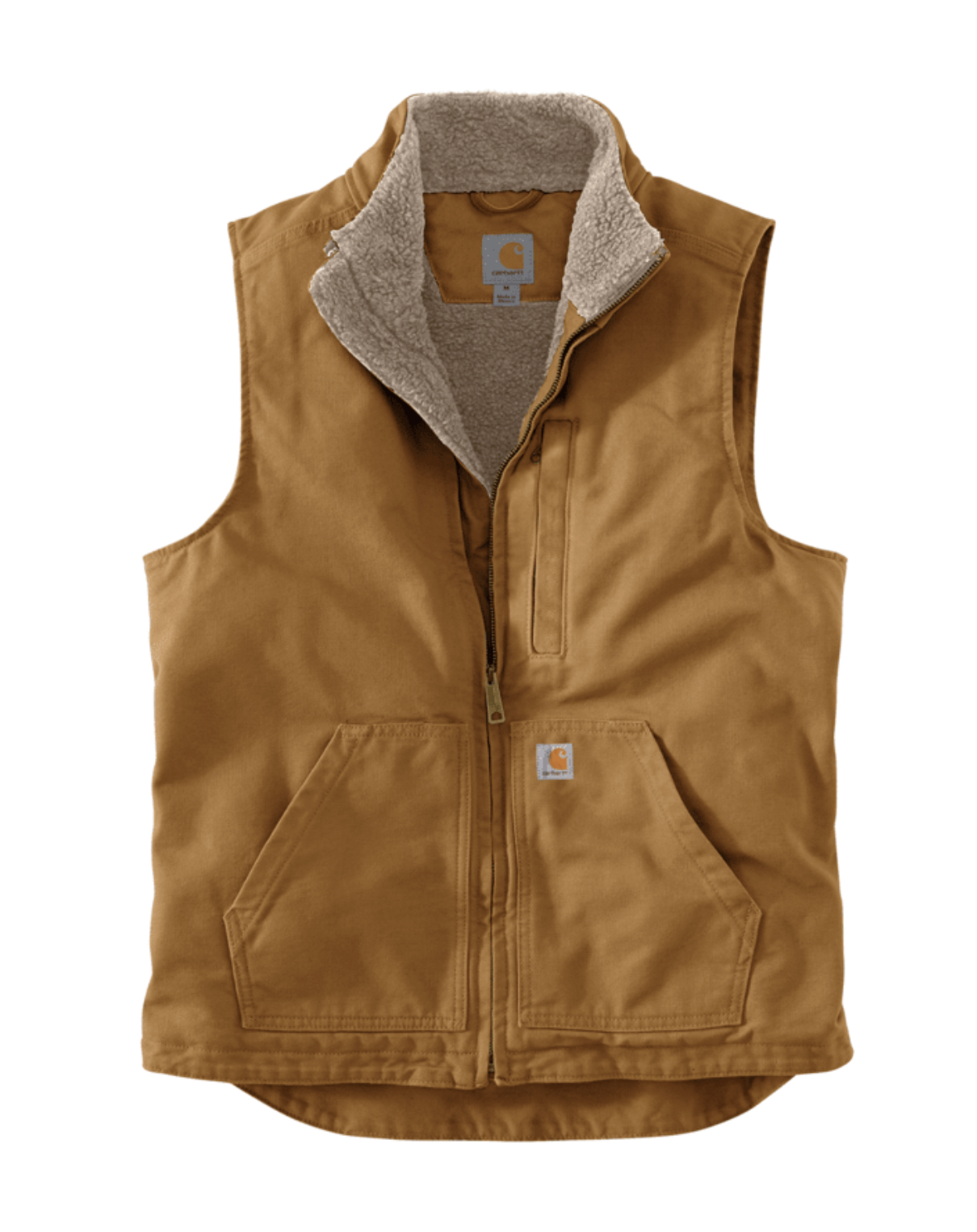 MOCK-NECK SHERPA-LINED VEST - LOOSE FIT - WASHED DUCK