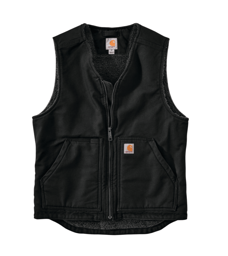 Relaxed Fit Washed Duck Sherpa-Lined Vest