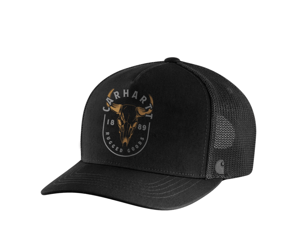 Canvas Mesh-Back Skull Graphic Cap
