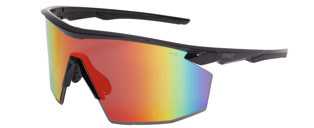 PMXSPEC® Safety Glasses Black Temples/Red Mirror Lens