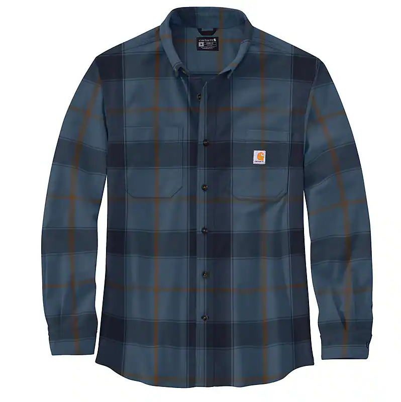 RUGGED FLEX® RELAXED FIT MIDWEIGHT FLANNEL LONG-SLEEVE PLAID SHIRT