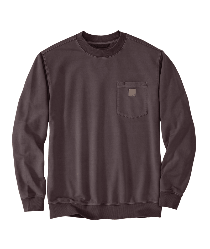 Relaxed Fit Midweight Garment Dye French Terry Crewneck Pocket Sweatshirt
