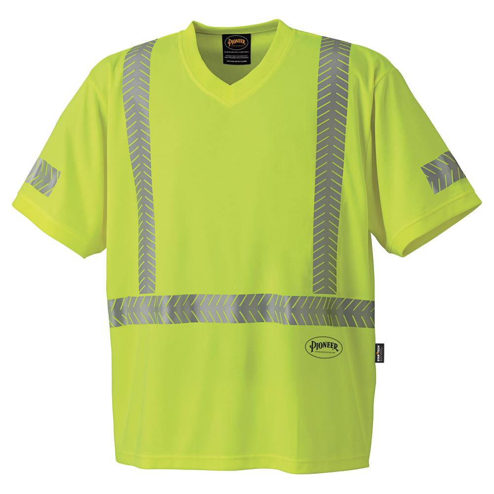 Hi-Vis CoolPass® Short-Sleeved Safety Shirt - Reflective Patch on Sleeve - Hi-Vis Yellow/Green